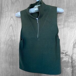NWT Forever 21 Sleeveless Sweater, Zip-up, Olive, Size L